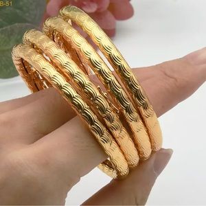4 pcs Copper 24K Gold Plated Luxury Bracelet Arabic Jewelry Bangles